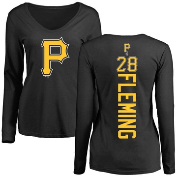 Women's Pittsburgh Pirates Josh Fleming ＃28 Backer Slim Fit Long Sleeve T-Shirt - Black