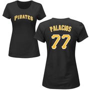 Women's Pittsburgh Pirates Joshua Palacios ＃77 Roster Name & Number T-Shirt - Black