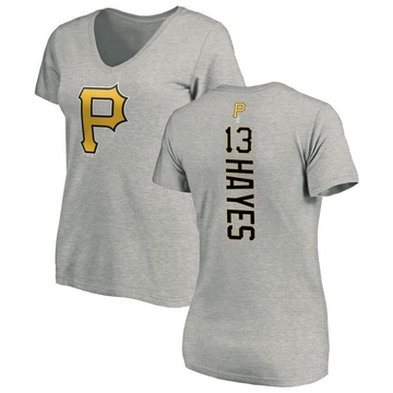 Women's Pittsburgh Pirates Ke'Bryan Hayes ＃13 Backer Slim Fit T-Shirt Ash