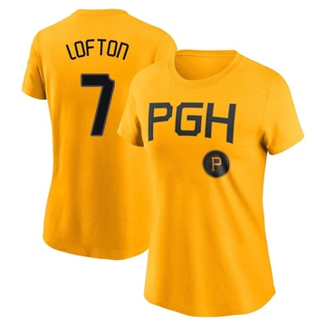 Women's Pittsburgh Pirates Kenny Lofton ＃7 2023 City Connect Name & Number T-Shirt - Gold