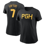 Women's Pittsburgh Pirates Kenny Lofton ＃7 2023 City Connect Wordmark Name & Number T-Shirt - Black