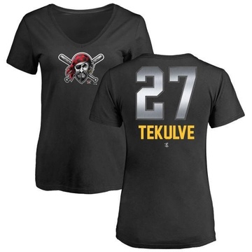 Women's Pittsburgh Pirates Kent Tekulve ＃27 Midnight Mascot V-Neck T-Shirt - Black