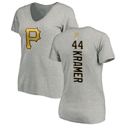 Women's Pittsburgh Pirates Kevin Kramer ＃44 Backer Slim Fit T-Shirt Ash