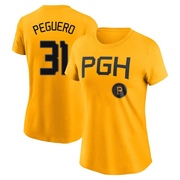 Women's Pittsburgh Pirates Liover Peguero ＃31 2023 City Connect Name & Number T-Shirt - Gold