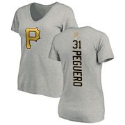 Women's Pittsburgh Pirates Liover Peguero ＃31 Backer Slim Fit T-Shirt Ash