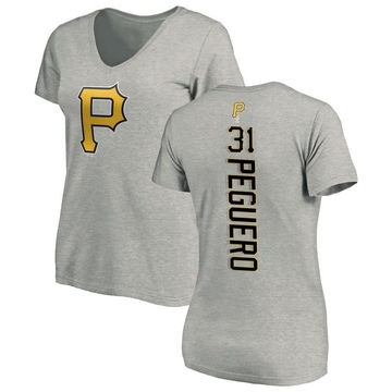 Women's Pittsburgh Pirates Liover Peguero ＃31 Backer Slim Fit T-Shirt Ash