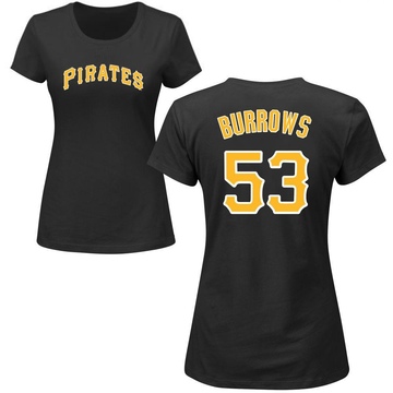 Women's Pittsburgh Pirates Mike Burrows ＃53 Roster Name & Number T-Shirt - Black