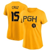 Women's Pittsburgh Pirates Oneil Cruz ＃15 2023 City Connect Name & Number T-Shirt - Gold