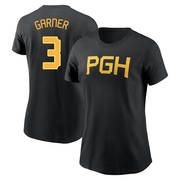 Women's Pittsburgh Pirates Phil Garner ＃3 2023 City Connect Wordmark Name & Number T-Shirt - Black