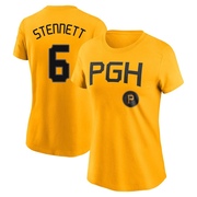 Women's Pittsburgh Pirates Rennie Stennett ＃6 2023 City Connect Name & Number T-Shirt - Gold