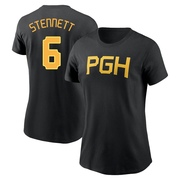 Women's Pittsburgh Pirates Rennie Stennett ＃6 2023 City Connect Wordmark Name & Number T-Shirt - Black