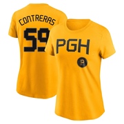 Women's Pittsburgh Pirates Roansy Contreras ＃59 2023 City Connect Name & Number T-Shirt - Gold