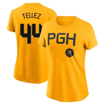 Women's Pittsburgh Pirates Rowdy Tellez ＃44 2023 City Connect Name & Number T-Shirt - Gold