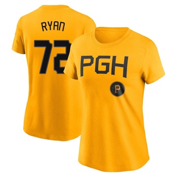 Women's Pittsburgh Pirates Ryder Ryan ＃72 2023 City Connect Name & Number T-Shirt - Gold