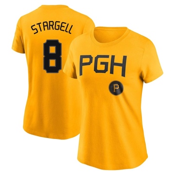 Women's Pittsburgh Pirates Willie Stargell ＃8 2023 City Connect Name & Number T-Shirt - Gold