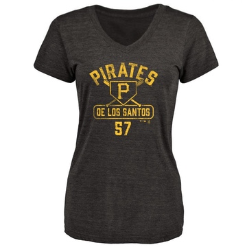 Women's Pittsburgh Pirates Yerry De Los Santos ＃57 Base Runner T-Shirt - Black