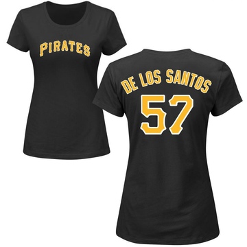 Women's Pittsburgh Pirates Yerry De Los Santos ＃57 Roster Name & Number T-Shirt - Black