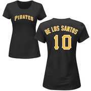 Women's Pittsburgh Pirates Yordany De Los Santos ＃10 Roster Name & Number T-Shirt - Black