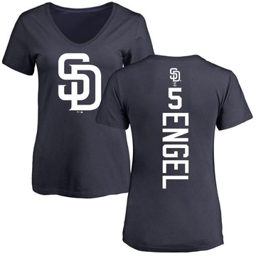 Women's San Diego Padres Adam Engel ＃5 Backer Slim Fit T-Shirt - Navy