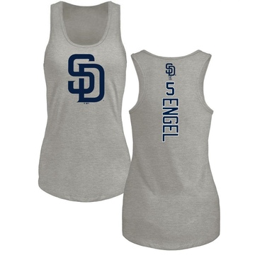 Women's San Diego Padres Adam Engel ＃5 Backer Tank Top Ash