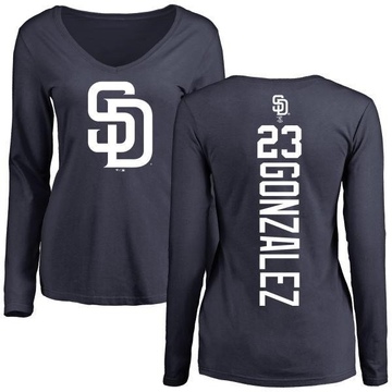 Women's San Diego Padres Adrian Gonzalez ＃23 Backer Slim Fit Long Sleeve T-Shirt - Navy