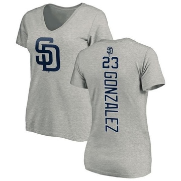 Women's San Diego Padres Adrian Gonzalez ＃23 Backer Slim Fit T-Shirt Ash