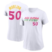 Women's San Diego Padres Adrian Morejon ＃50 2022 City Connect Name & Number T-Shirt - White