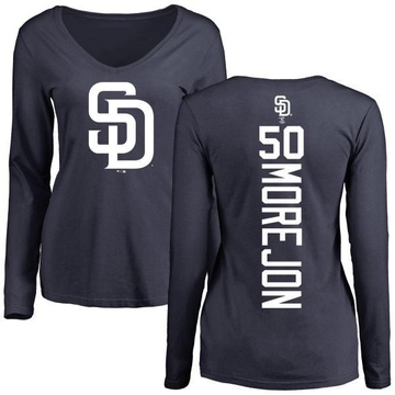 Women's San Diego Padres Adrian Morejon ＃50 Backer Slim Fit Long Sleeve T-Shirt - Navy