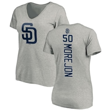 Women's San Diego Padres Adrian Morejon ＃50 Backer Slim Fit T-Shirt Ash