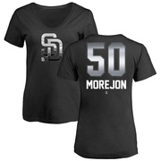 Women's San Diego Padres Adrian Morejon ＃50 Midnight Mascot V-Neck T-Shirt - Black