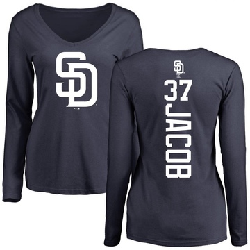 Women's San Diego Padres Alek Jacob ＃37 Backer Slim Fit Long Sleeve T-Shirt - Navy