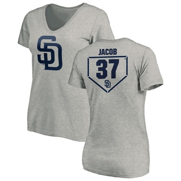 Women's San Diego Padres Alek Jacob ＃37 RBI Slim Fit V-Neck T-Shirt Heathered - Gray