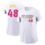 Women's San Diego Padres Austin Davis ＃48 2022 City Connect Name & Number T-Shirt - White