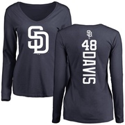 Women's San Diego Padres Austin Davis ＃48 Backer Slim Fit Long Sleeve T-Shirt - Navy