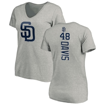 Women's San Diego Padres Austin Davis ＃48 Backer Slim Fit T-Shirt Ash