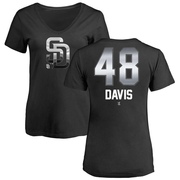 Women's San Diego Padres Austin Davis ＃48 Midnight Mascot V-Neck T-Shirt - Black