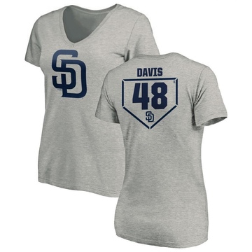 Women's San Diego Padres Austin Davis ＃48 RBI Slim Fit V-Neck T-Shirt Heathered - Gray