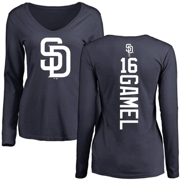 Women's San Diego Padres Ben Gamel ＃16 Game Ben l Backer Slim Fit Long Sleeve T-Shirt - Navy