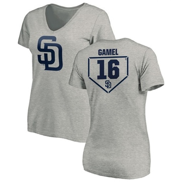 Women's San Diego Padres Ben Gamel ＃16 Game Ben l RBI Slim Fit V-Neck T-Shirt Heathered - Gray