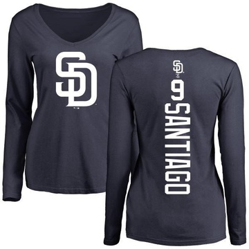 Women's San Diego Padres Benito Santiago ＃9 Backer Slim Fit Long Sleeve T-Shirt - Navy