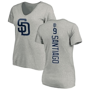 Women's San Diego Padres Benito Santiago ＃9 Backer Slim Fit T-Shirt Ash