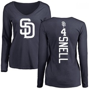 Women's San Diego Padres Blake Snell ＃4 Backer Slim Fit Long Sleeve T-Shirt - Navy