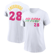 Women's San Diego Padres Brandon Lockridge ＃28 2022 City Connect Name & Number T-Shirt - White