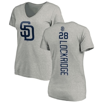 Women's San Diego Padres Brandon Lockridge ＃28 Backer Slim Fit T-Shirt Ash