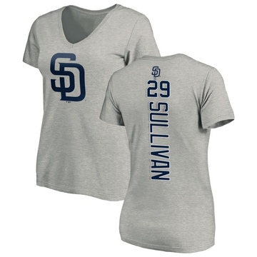 Women's San Diego Padres Brett Sullivan ＃29 Backer Slim Fit T-Shirt Ash