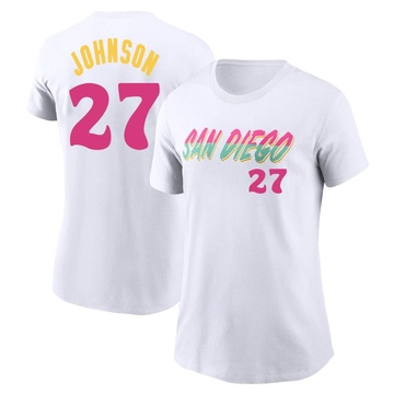 Women's San Diego Padres Bryce Johnson ＃27 2022 City Connect Name & Number T-Shirt - White