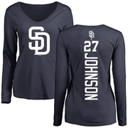 Women's San Diego Padres Bryce Johnson ＃27 Backer Slim Fit Long Sleeve T-Shirt - Navy