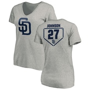 Women's San Diego Padres Bryce Johnson ＃27 RBI Slim Fit V-Neck T-Shirt Heathered - Gray