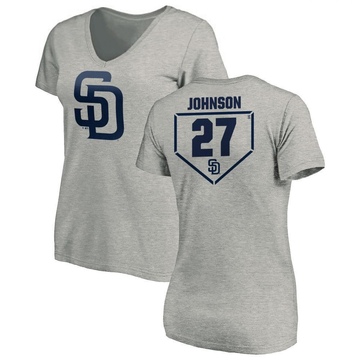 Women's San Diego Padres Bryce Johnson ＃27 RBI Slim Fit V-Neck T-Shirt Heathered - Gray