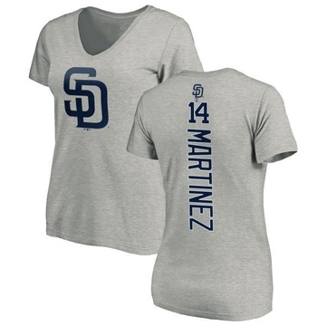 Women's San Diego Padres Carmelo Martinez ＃14 Backer Slim Fit T-Shirt Ash